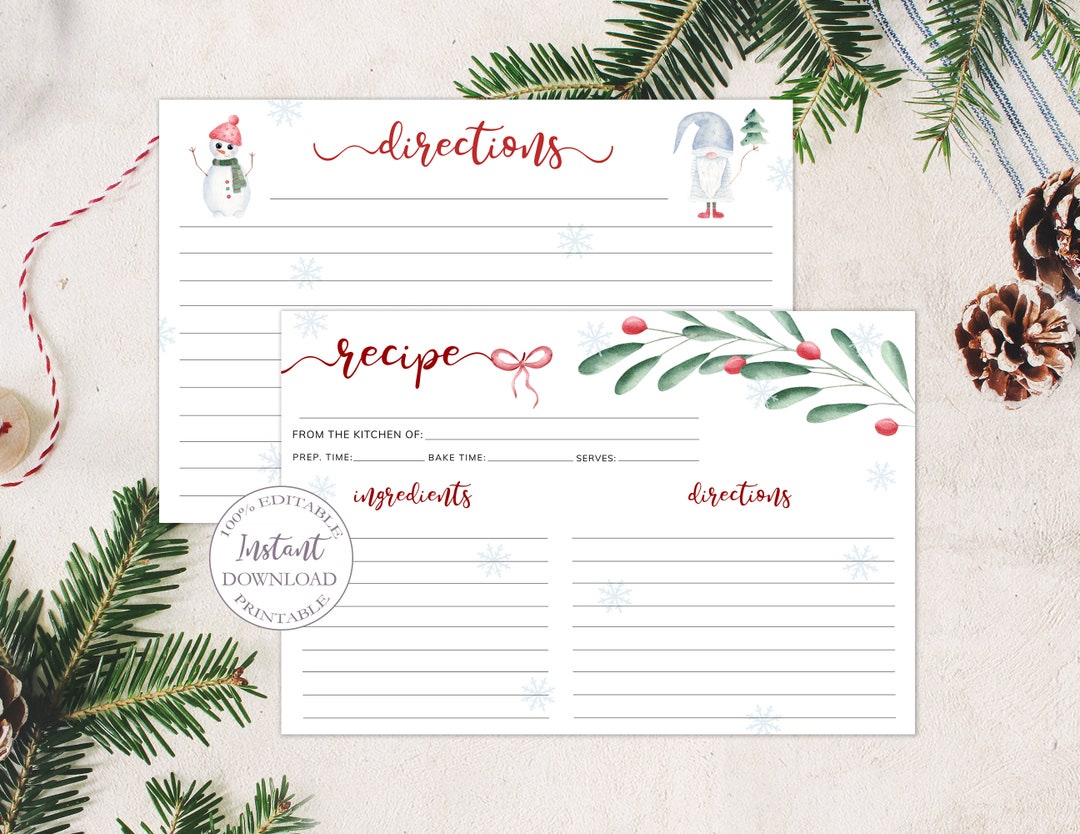Christmas Recipe Card Template 4x6 Recipe Cards Editable Recipe Card Family Recipe Cards Christmas Recipe Card Template 4x6 Recipe Cards Editable Recipe Card Family Recipe Cards