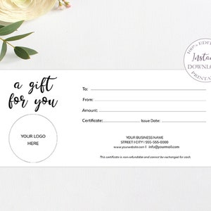 Gift Cards Editable Template, Rustic A Gift For You Card, Printable Small Business Inserts, Etsy Gift Card, Add Your Logo Card. SRP-011