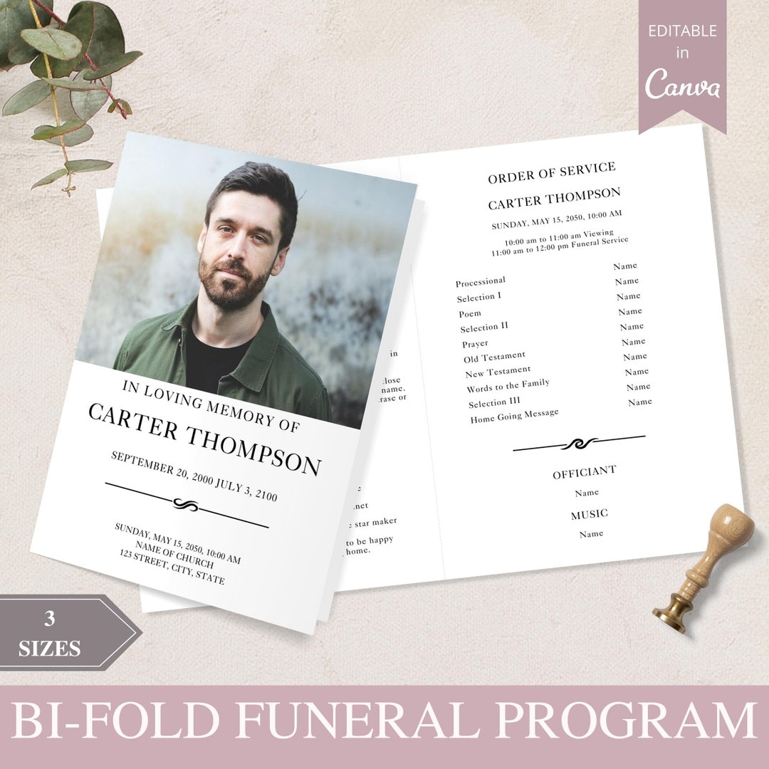 Draft Funeral Program Editable Funeral Program I Editable Canva Template I Memorial Service I ...