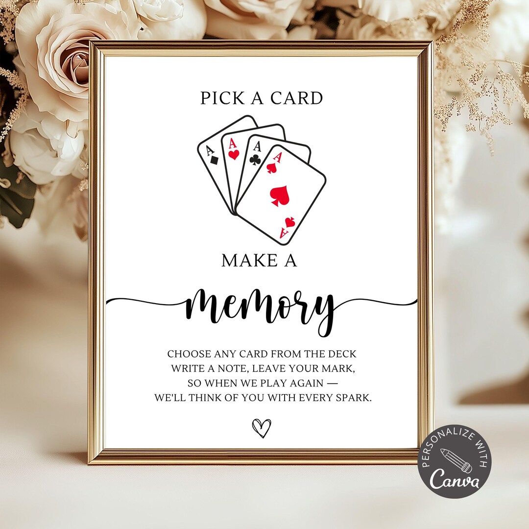 Custom Playing Cards Sign for Wedding Guest Book | Editable Template ...