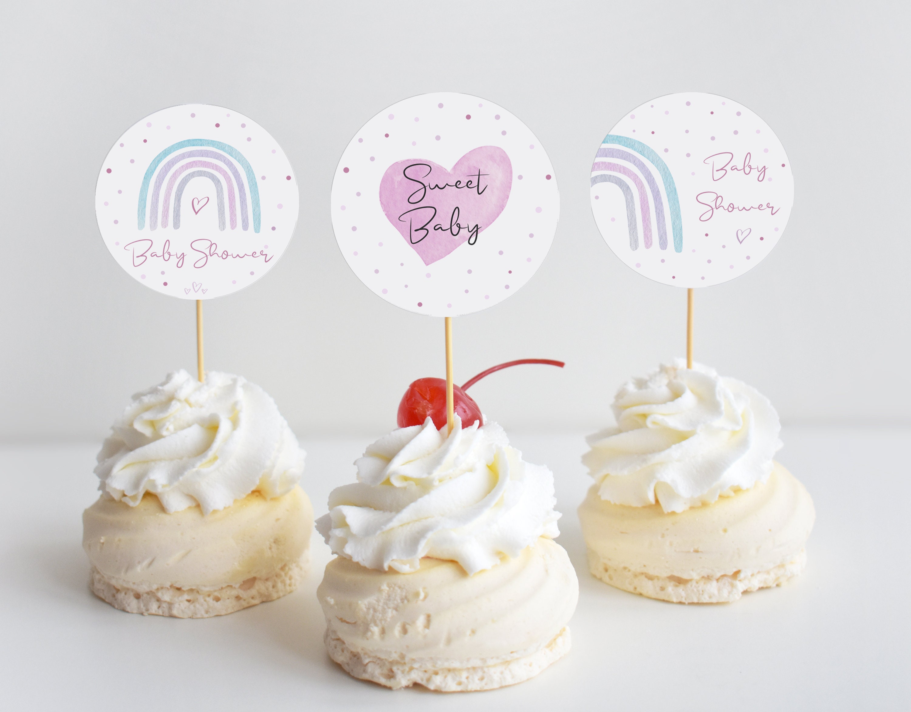 Rainbow Cupcake Topper Template Personalized Cupcake Tags Etsy