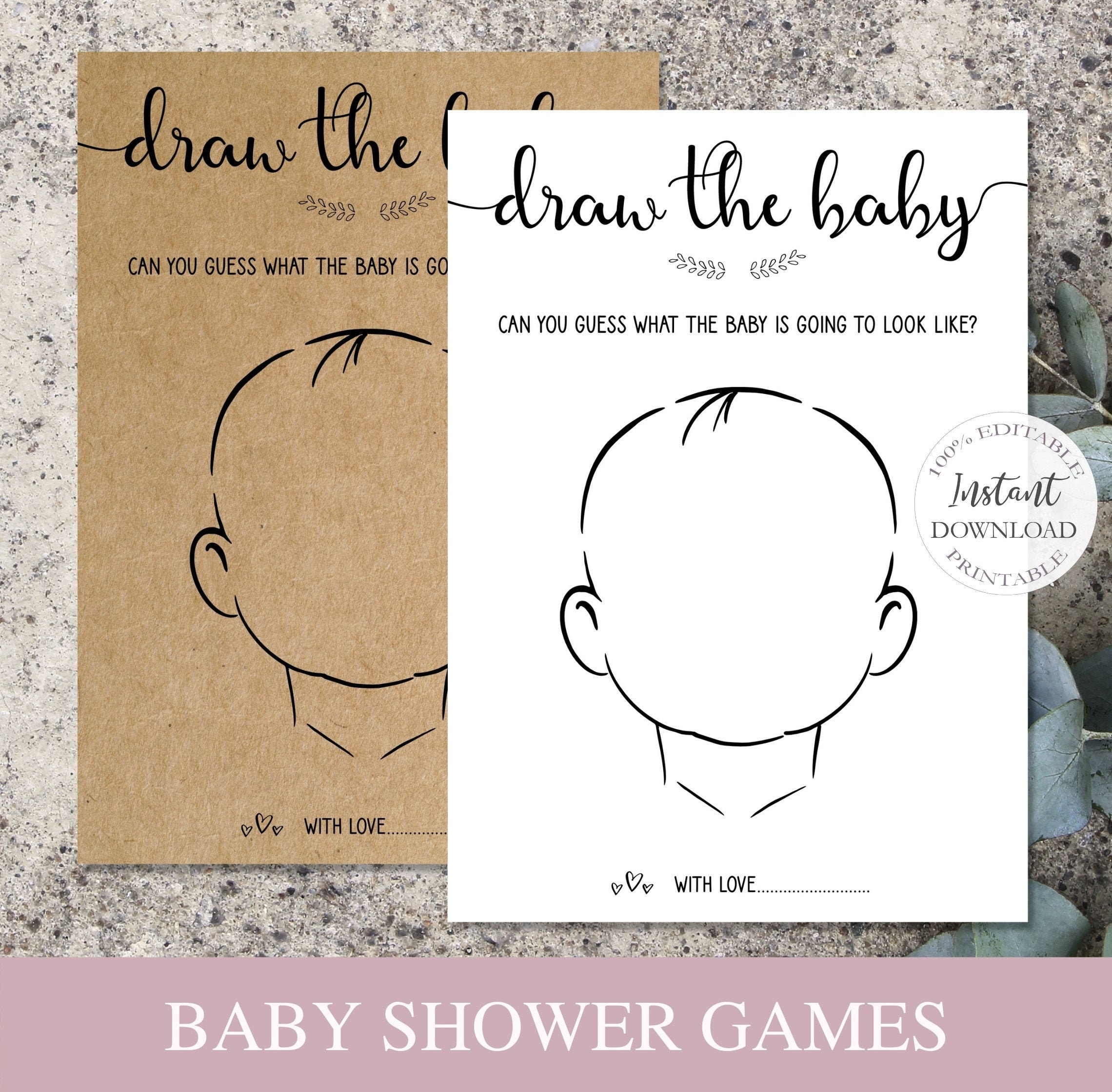 Baby Shower Draw The Baby Game Printable Baby Shower Games Etsy