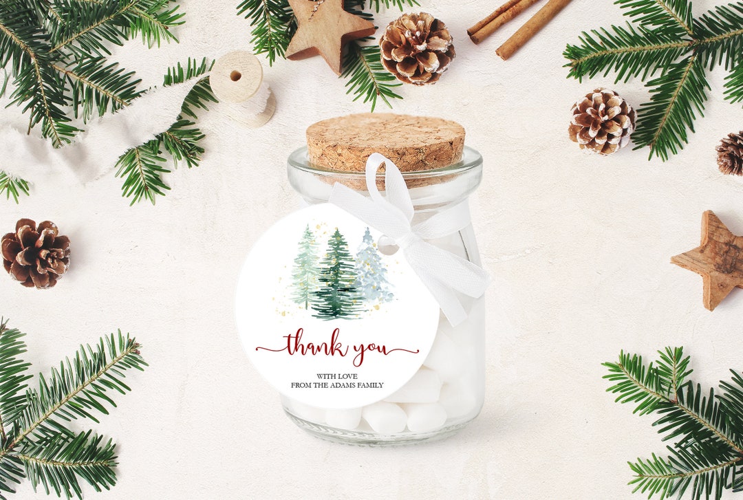 Christmas Thank You Tags Template, Xmas Tree Thank You Tag Printable ...