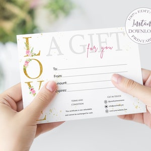 Gift Certificate Template, Editable Love Gift Card, Printable ...