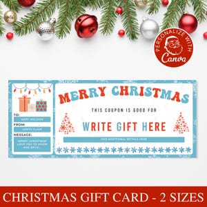 Personalized Christmas Gift Certificate | Editable Canva Template for Holiday Surprise | Christmas Voucher, Coupon Card for Him or Her