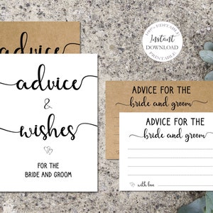 Advice For The Bride Bridal Shower Game Template, Editable Advice And Wishes, Printable Wedding Advice Cards, Instant Download. SRP-029