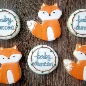 Fox Animal Theme Baby Shower Cookies