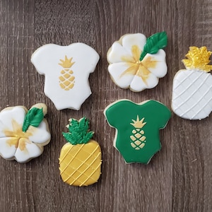 Pineapples and Hibiscus Flowers Baby Shower Cookies
