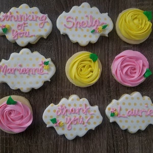 Thank you, Thinking of you, personalized with floral cookies