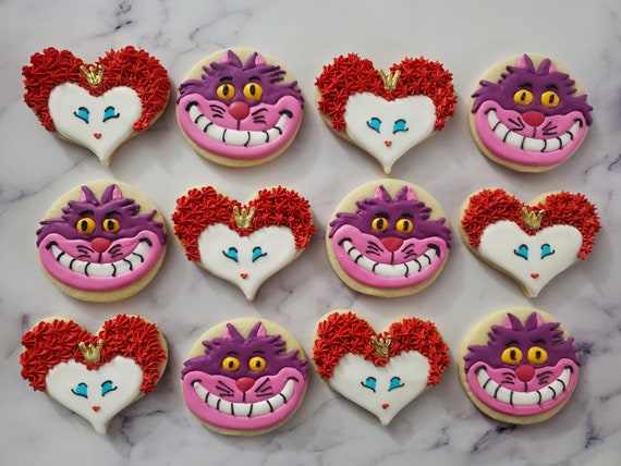 Wonderland Sugar Cookies, Cheshire Cat & Queen of Hearts, 1 Dozen