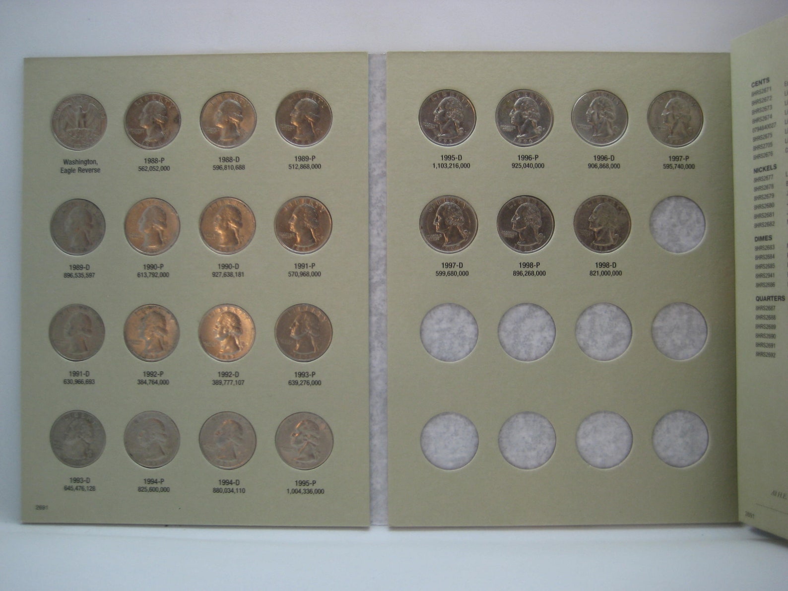 19881998 Quarters Book Common Washington Quarters H. E. Etsy