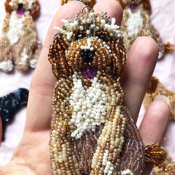 Golden doodle dog Ornament, Custom pet portrait, beaded Embroidered Labradoodle, Retriever, Corgi, Cockapoo, personalized memorial gift