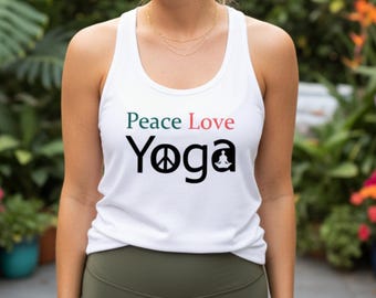 Peace Love Yoga Tank Top | Gift for Yoga Lover | Boho Yoga Shirt for Women | Yogi Gift Idea