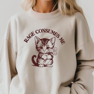 Rage Consumes Me Cat Shirt, Unhinged Cat Sweatshirt – Funny Meme Shirt for Women, Cat Lover Gift, Sarcastic Animal Shirts, Gen Z Humor Shirt