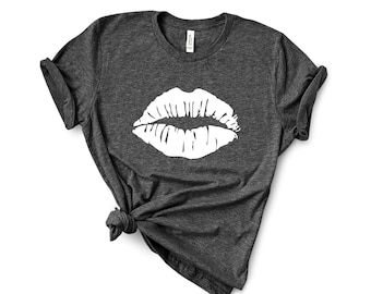White Kiss Lips T Shirt