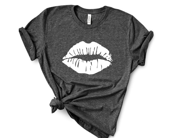 White Kiss Lips T Shirt