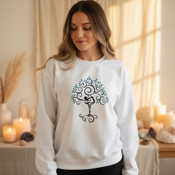 Yoga Sweatshirt for Women | Tree of Life Crewneck | Spiritual Sweater | Tree of Life Yoga Shirt
