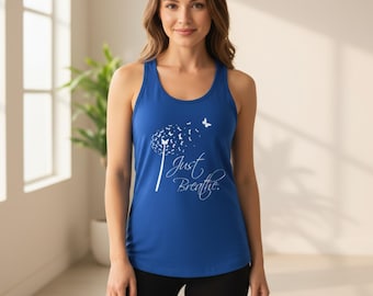 Just Breathe Tank Top for Women, Yoga Tank Top, Breathe Graphic Tank, Meditation Shirt