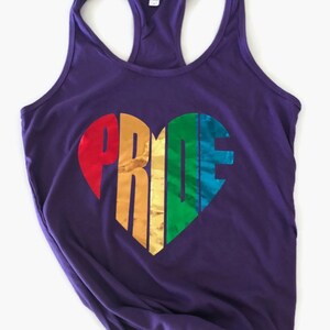 Pride Heart Tank Top, LGBT Shirt, LGBTQ Gift, Gay Pride Gift, Lesbian Pride Shirt, Rainbow Heart Shirt, Shiny Pride Clothing, Womens Fit
