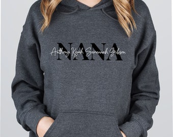 Personalized Nana Hoodie With Grandkids Names