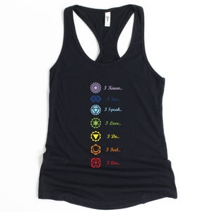Chakra Yoga Tank Top for Women - Spiritual Shirt with 7 Chakra Symbols, Meditation Yoga Gift, Healing Crystals Namaste Workout Tank