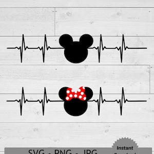 Mouse Heartbeat svg, Mouse Head Heartbeat svg, Couples svg, Heartbeat svg, Mouse Head svg, Mouse Head Heartbeat