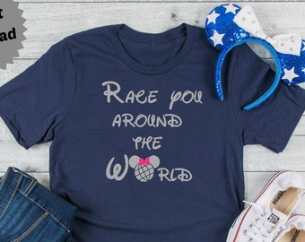 Race You Around the World SVG, spring svg, klippfil för silhuett Cricut