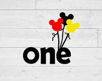 First Birthday svg, Mouse first birthday svg, Mouse Ears svg, Mouse Head svg, balloons svg, one svg, silhouette cricut cut file