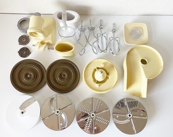 Your Choice Vintage Oster Regency Kitchen Center Mixer Replacement Parts with Food Processor & Mixer Attachments, 70s Mid Century Appliance