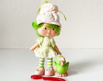 1982 Lime Chiffon w/ Pet Parfait Parrot & Comb, Vintage Strawberry Shortcake Dolls Scent, Scented Vintage Strawberry Shortcake Dolls Toys