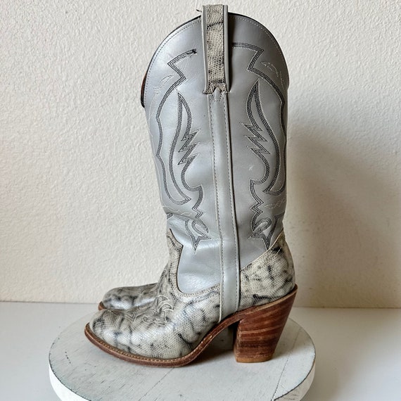 Vintage Gray Women's Tall Cowboy Boots Size 8.5, … - image 5