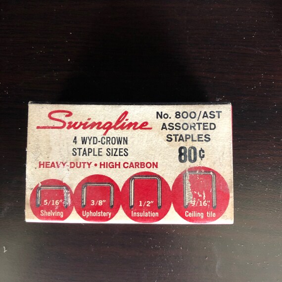 Retro Box Of Vintage Swingline Wyd Crown Staples Assorted For No 800 900 Staple Gun From 1950 S Or 1960 S Shelving Upholstery