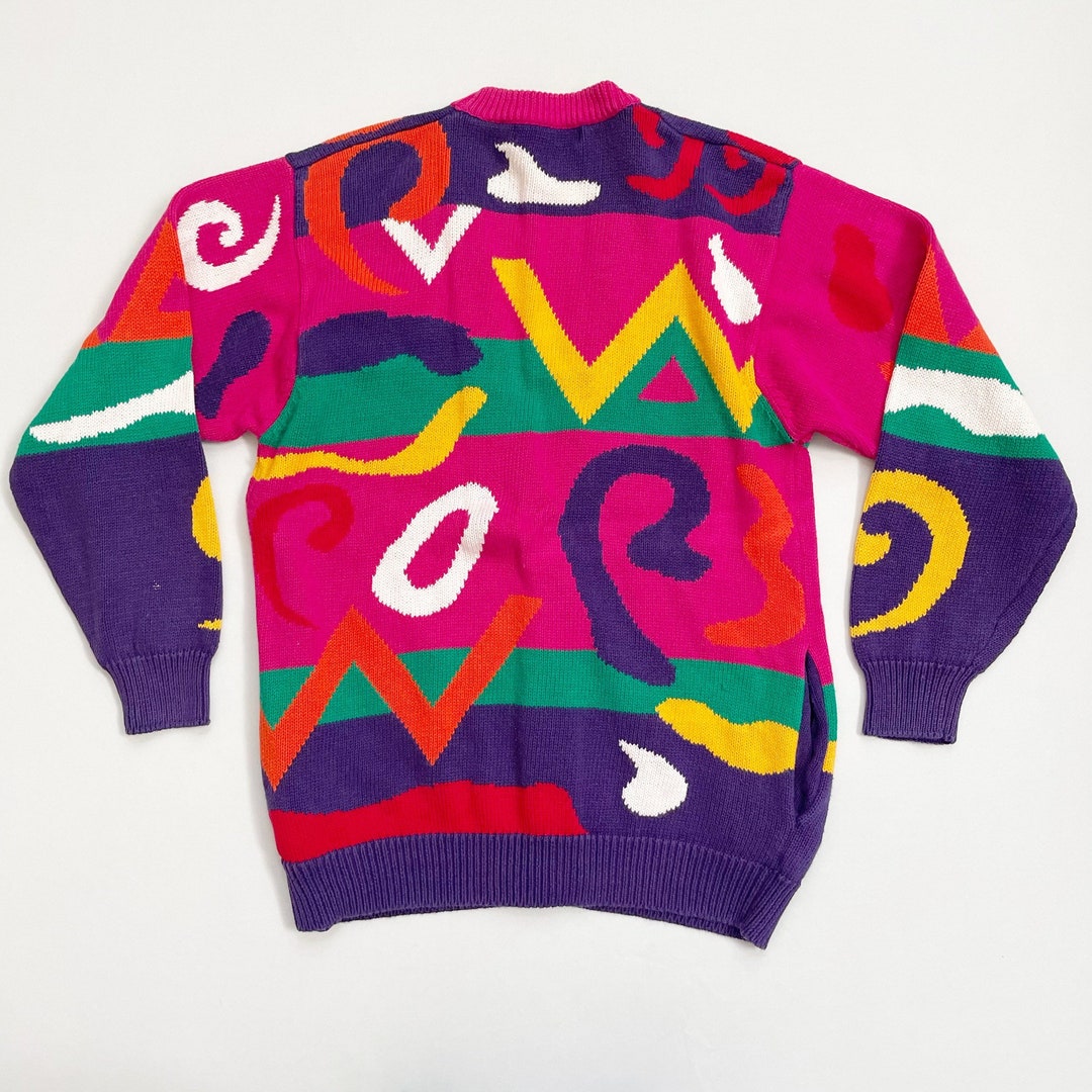 Vintage Hot Pink Rainbow LB Diffusion Cardigan Sweater Sz Small ...