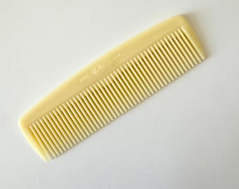 Vintage Fuller Unbreakable Yellow Comb 4.75" - Plastic Detangle Hair Comb - 90s 80s Pocket Comb