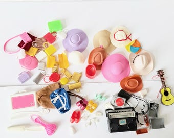 Vintage Barbie Accessories Lot - Purses,  Hats, Shoes, Boom Box
