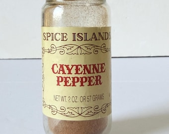 Vintage CAYENNE PEPPER Spice Island Glass Jar - Empty Spice Island Jars