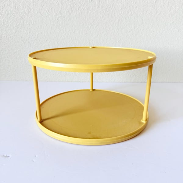 Rubbermaid Harvest Gold Lazy Susan 2-Tier Turntable - Vintage Kitchen Spice Organizer - Kitchen Decor Round Shelf
