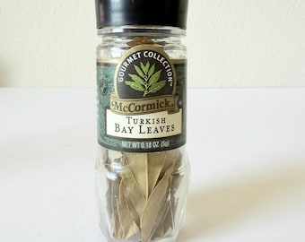 Vintage McCormick TURKISH BAY LEAVES Spice Jar - Vintage McCormick Spice Jars - Vintage Cooking Spices