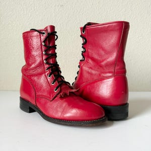 Red Justin Boots - Etsy