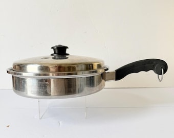 Vintage Saladmaster 11 in Skillet with Vapo Valve Lid - 18-8 Tri-Clad - Vintage Stainless Steel Cookware