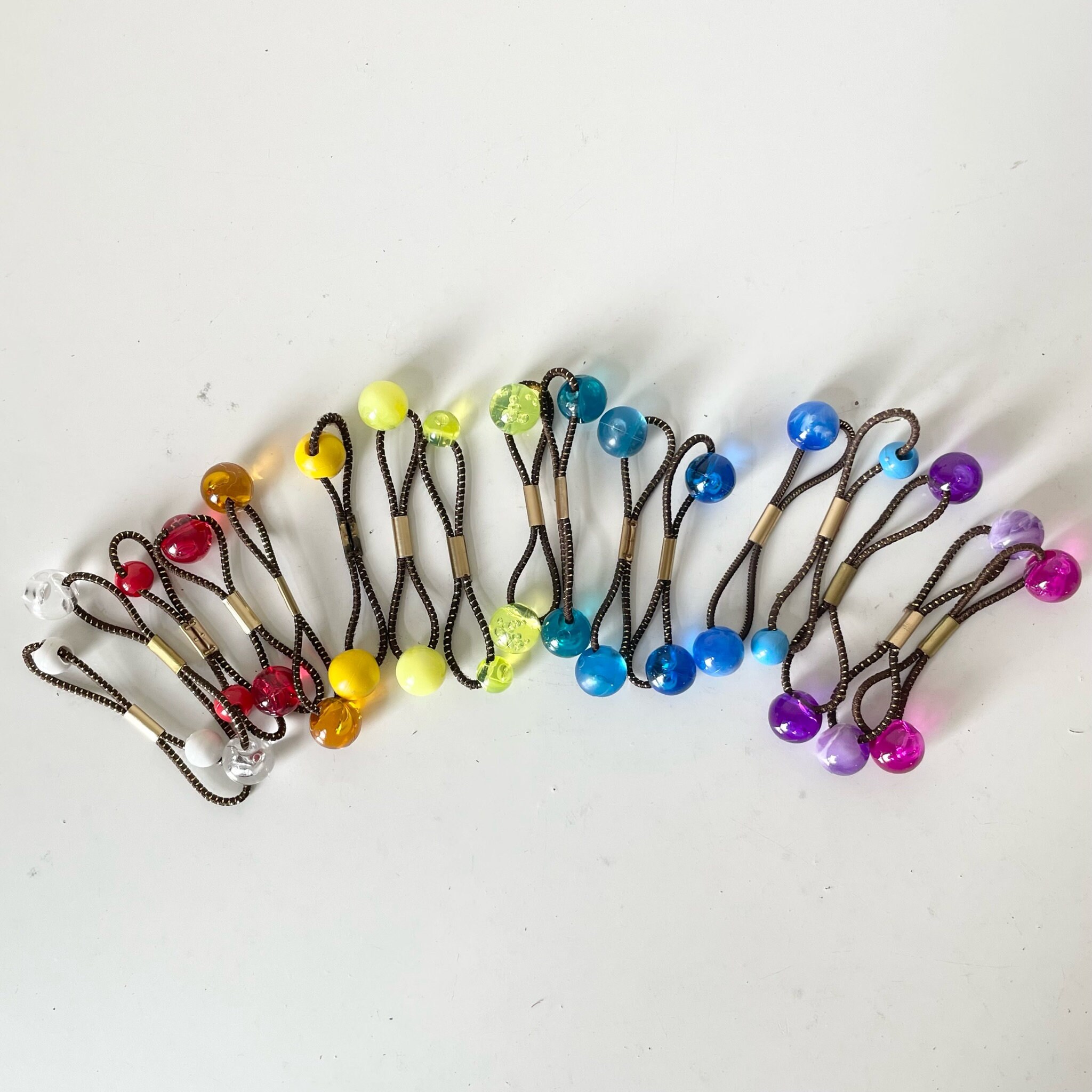Vintage Goody 80s Ponytailers Hair Tie Holder Lot 8 Twin Bead Knockers USA 1989 Sold Ind - Vintage Goody Ball Hair Tie Ponytail Holders, 80s  main image 3