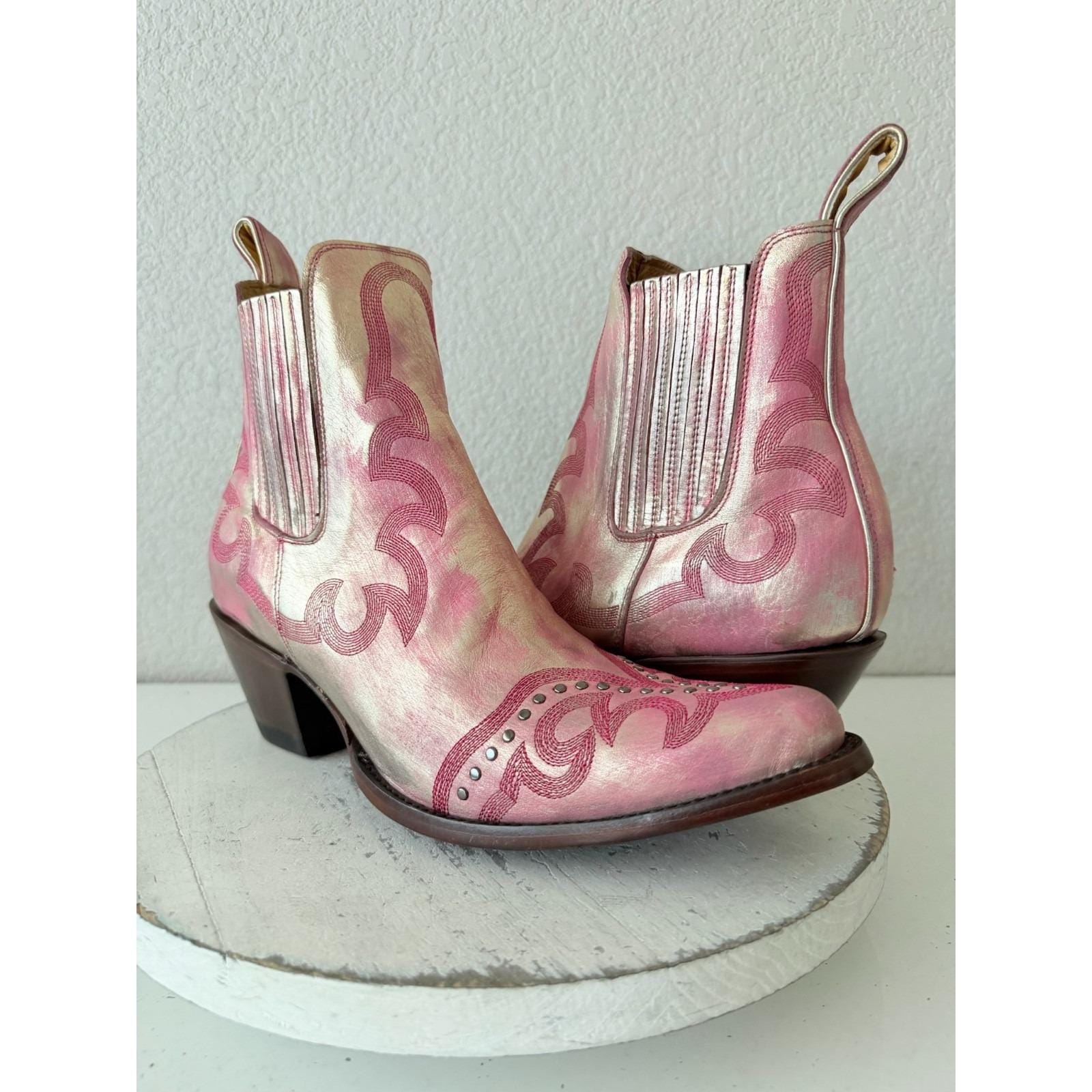 Old Gringo SHAY Pink Cowboy Boots - Womens Size 12 - Western Gold Leather