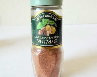 Vintage McCormick GROUND NUTMEG Spice Jar - Vintage McCormick Glass Spice Jars - Vintage Cooking Spices