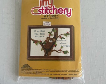 Vintage Embroidery Kit, Jiffy Crewel Stitchery Kit, Koala Bear Embroidery, 1990 Sunset Designs, 90's Embroidery pattern, 5x7 Frame option