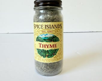 Vintage THYME Spice Island Jar with Recipe Label - Vintage Spice Island jars