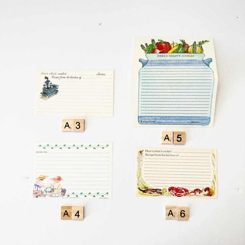 Pick your Card - Vintage Recipe Cards 3 x 5 Set, Old Recipe Cards, Old Fashioned Recipe Cards, Mid Century Recipe Blank Cards Single Sided image 13