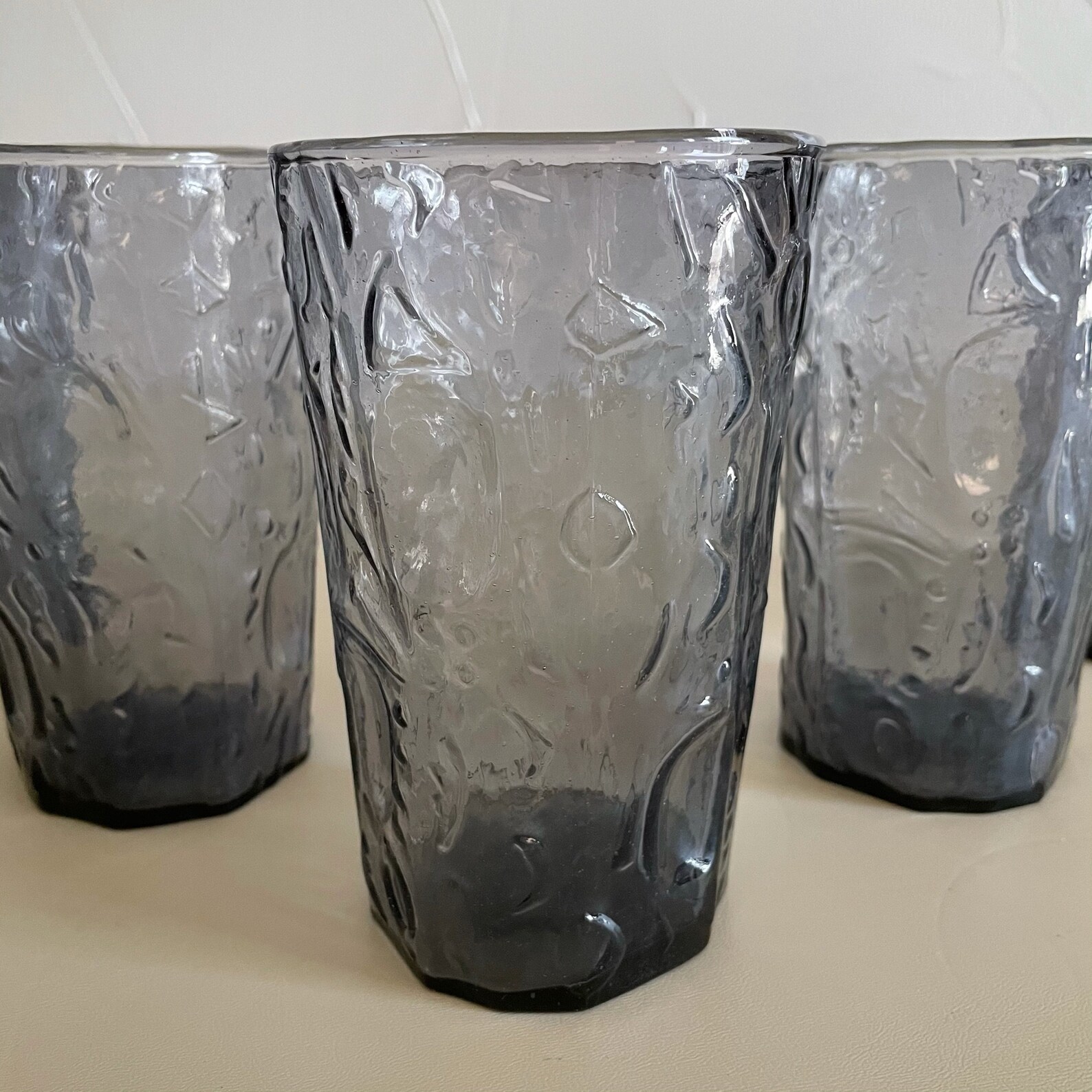 Vintage Decatur Glass Old Decatur Thumbprint Gray Glassware Etsy