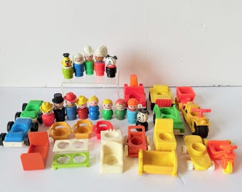 Vintage Fisher-Price Little People Set - Set of 35 - Furniture House Accessories Lot