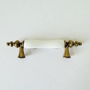 Liberty Porcelain Draw Pulls Cabinet Knobs White Brass P50031C-ABWC - 3 inch Center to Hole