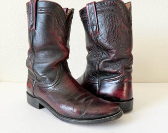 Botas vaqueras Lucchese Black Cherry para hombre, talla 10 - Botas vaqueras de cuero vintage